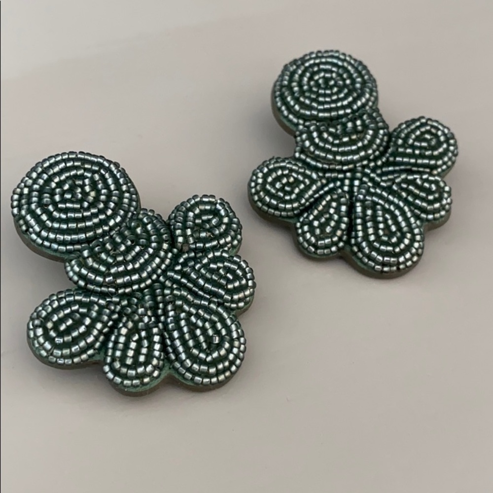 Sage green jcrew beaded earrings